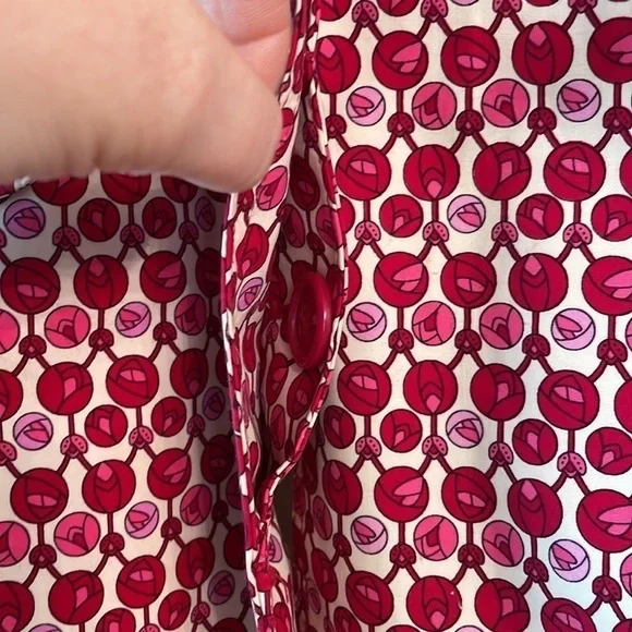 Gap Spring Tulips Pink Red Trench Coat Size Small Button Up Floral - Picture 6 of 12